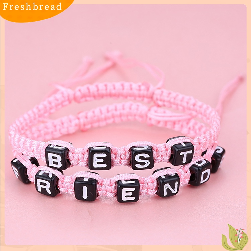 &lt; Freshbread &gt; 2Pcs/Set Unisex BEST FRIEND Letter Charm Handmade Anyaman Gelang Persahabatan