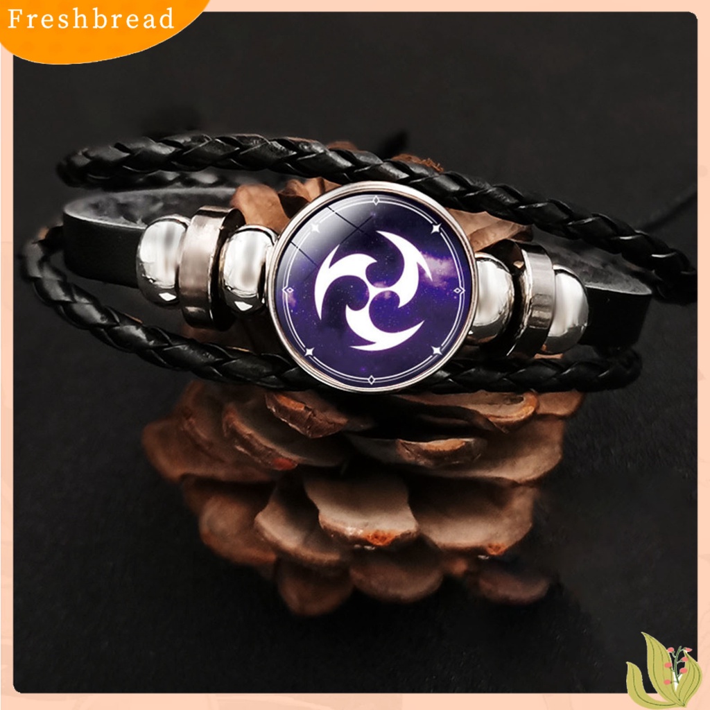 &lt; Freshbread &gt; Time Gem Braided Genshin Bracelet Multi Layers Faux Leather Genshin Bracelet Dekorasi Tangan