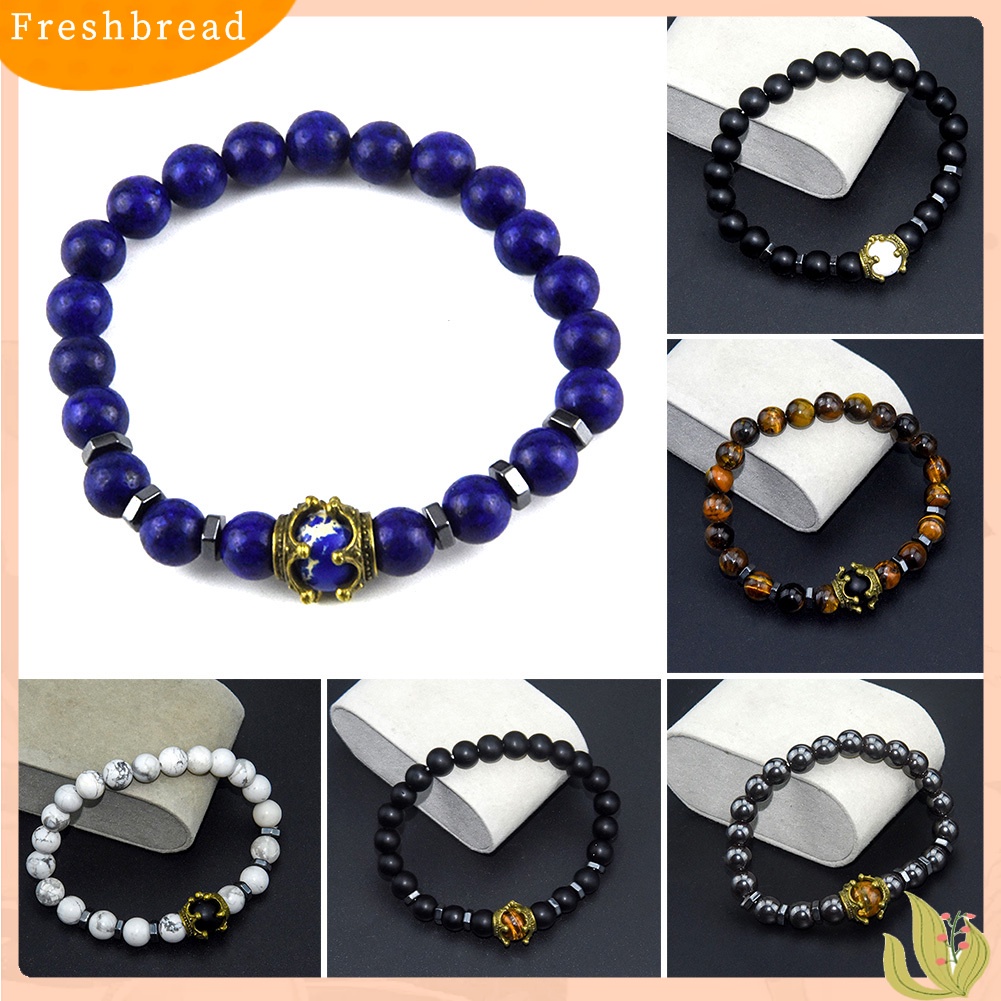 &lt; Freshbread &gt; Fashion Pria Mahkota Pesona Batu Alam Manik-Manik Gelang Bangle Pesta Perhiasan Hadiah