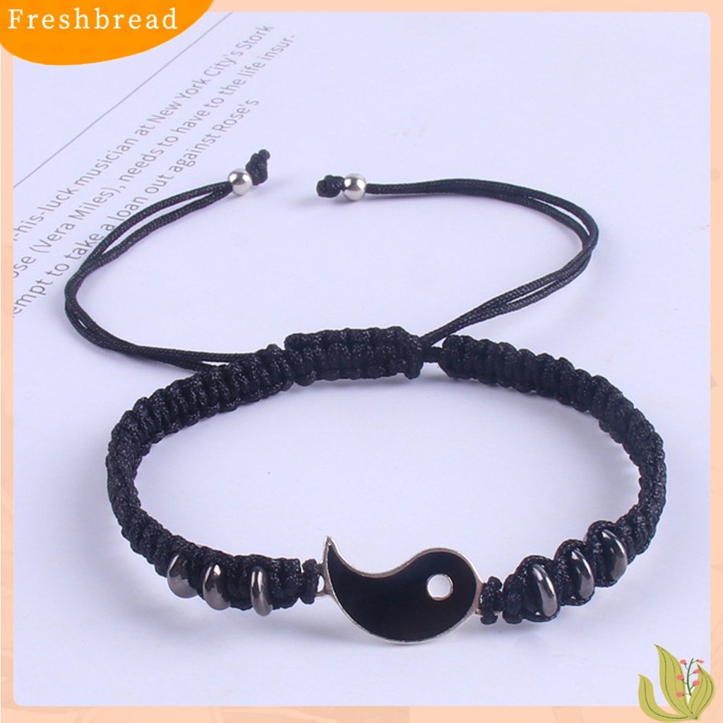 &lt; Freshbread &gt; 2Pcs Gelang Couple 2jodoh Yin Yang Tangan Rajutan Pria Wanita Berlian Imitasi Mengkilap Gelang Yang Dapat Disesuaikan Untuk Hari Kasih Sayang