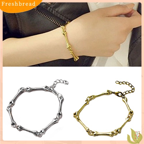 &lt; Freshbread &gt; Fashion Wanita Gothic Punk Keren Unik Tulang Alloy Bangle Gelang Perhiasan