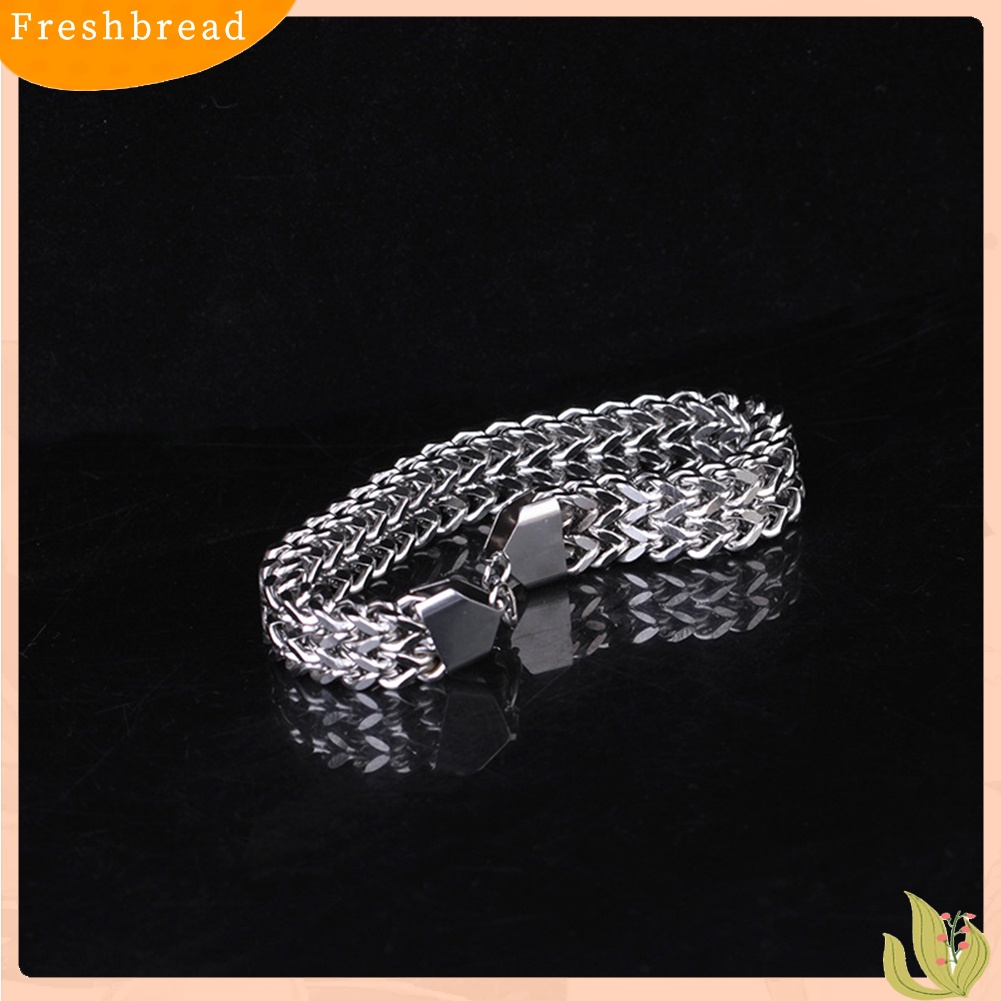 &lt; Freshbread &gt; Pria Stainless Steel Gelang Bangle Desain Sederhana Vintage Rantai Ular Perhiasan