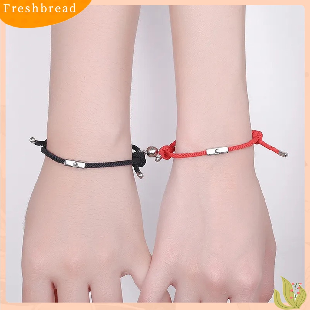 < Freshbread > 1pasang Gelang Mengepang Colorfast Dekorasi Multicolor Opsional Adjustable Gelang Pasangan Untuk Liburan