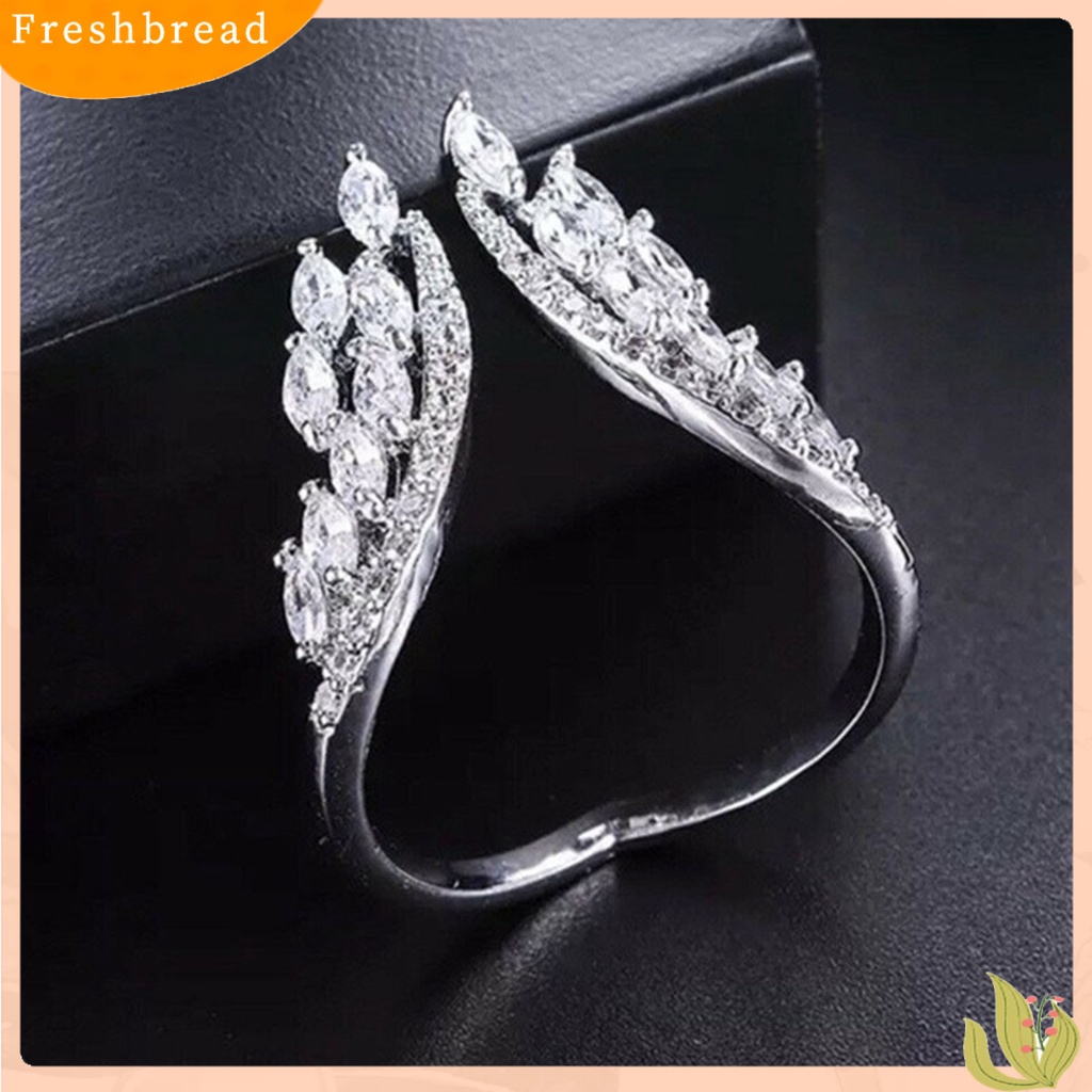 &lt; Freshbread &gt; Cincin Jari Bukaan Sayap Ladies Sparkling Bright Luster Ring Untuk Tunangan
