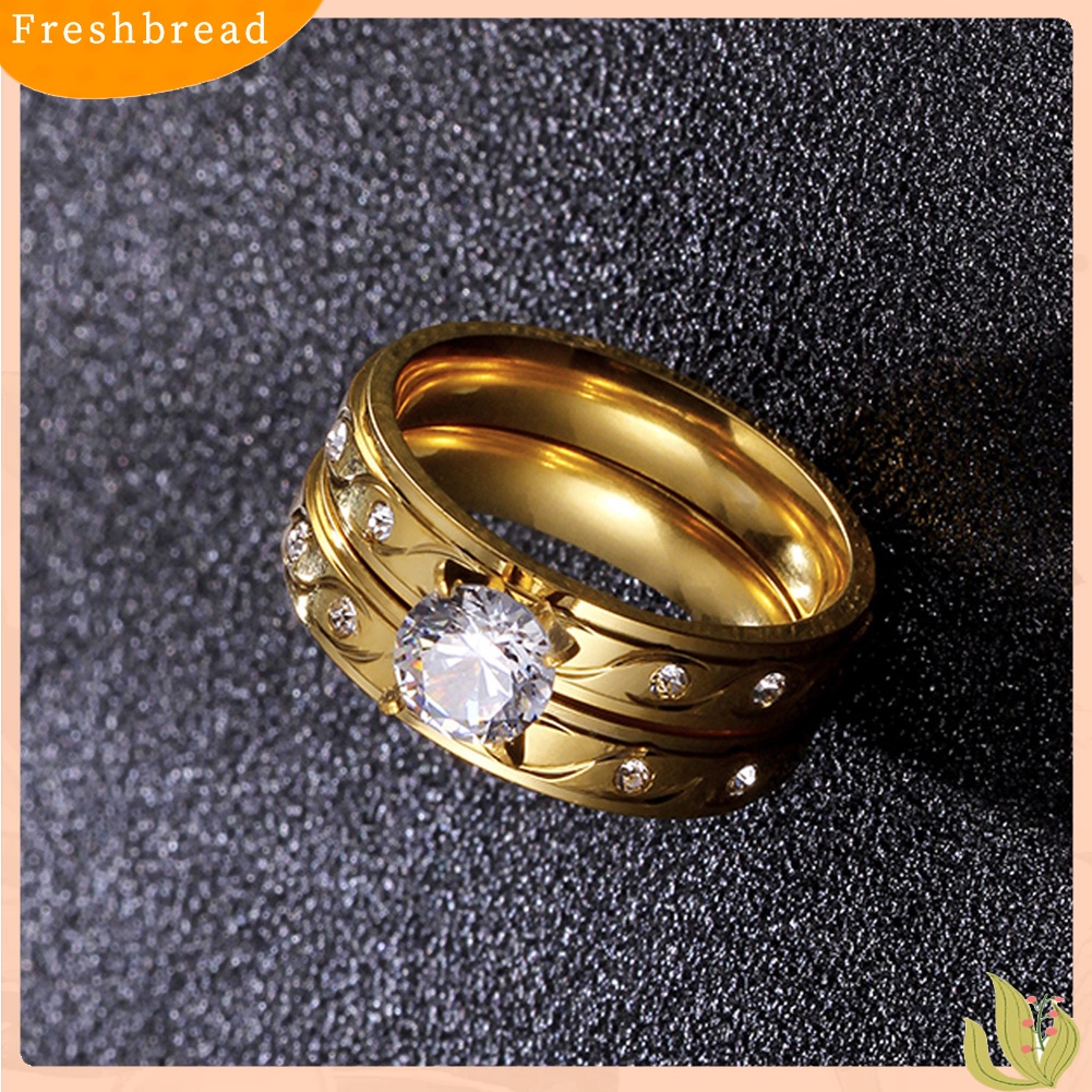 &lt; Freshbread &gt; Chic Perhiasan Disepuh Jari Cincin Bertatahkan Zirkon Pesta Pernikahan Wanita Hadiah Mewah