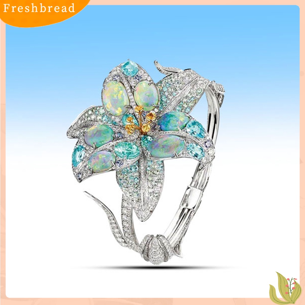 &lt; Freshbread &gt; Wanita Cincin Vintage Oval Imitasi Opal Geometris Bersinar Anti Luntur Dekorasi Hadiah Anniversary Wanita Dua Warna Bunga Pesta Cincin Perhiasan Untuk Pacar