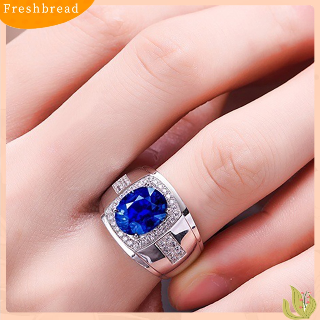 &lt; Freshbread &gt; Mewah Pria Cubic Zirconia Berlian Imitasi Bertatahkan Jari Cincin Perhiasan Hadiah