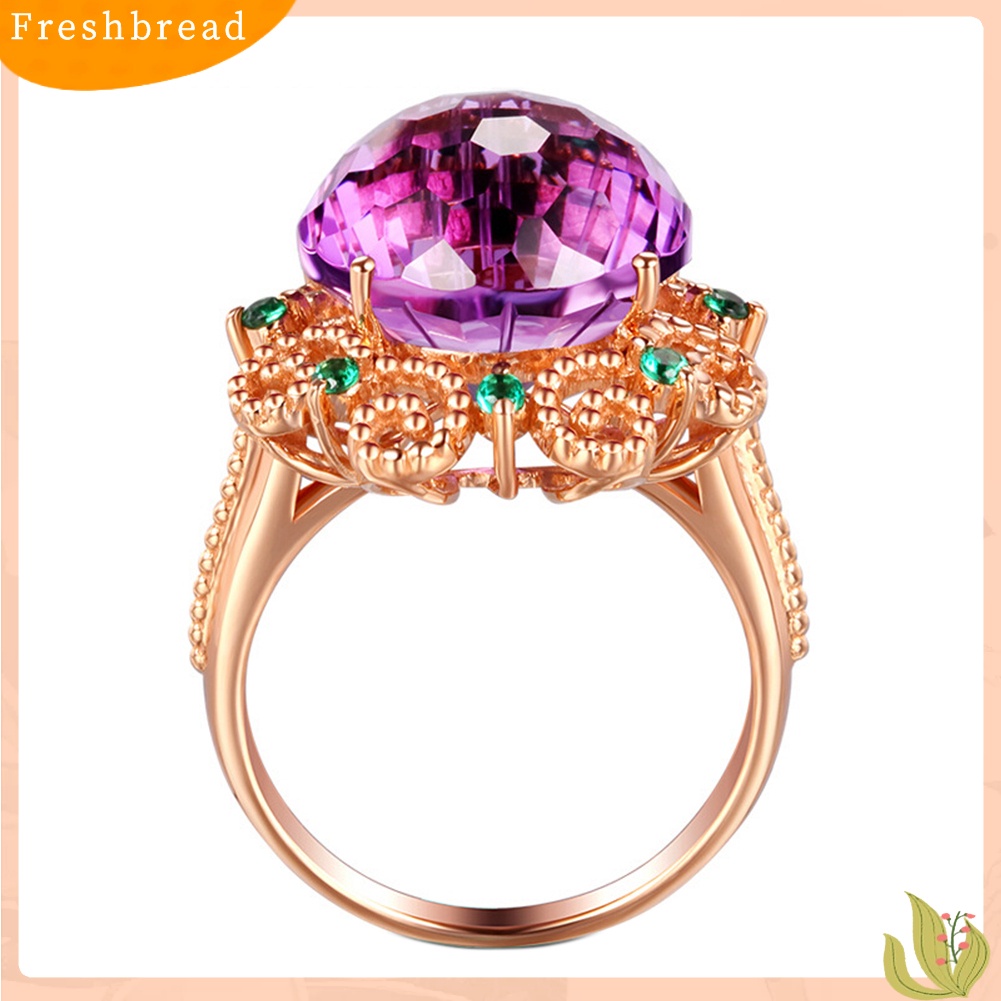 &lt; Freshbread &gt; Fashion Wanita Faux Amethyst Jari Cincin Pernikahan Pertunangan Perjamuan Perhiasan Hadiah