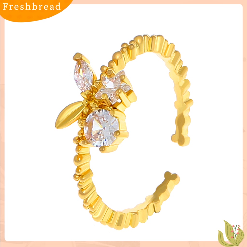 &lt; Freshbread &gt; Wanita Cincin Pembukaan Temperamen Yang Dapat Disesuaikan Tidak Rata Geometris Berlian Imitasi Cherry Bintang Jari Cincin Fashion Perhiasan