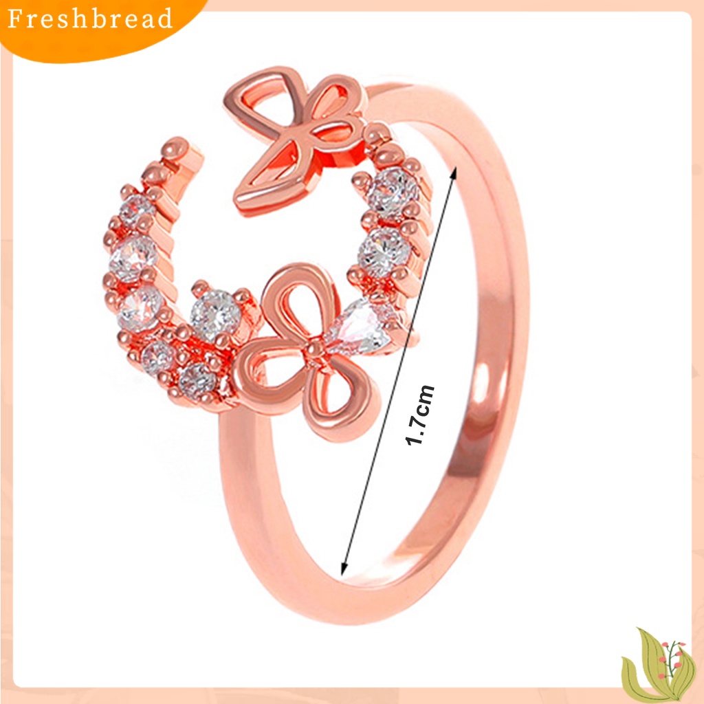 &lt; Freshbread &gt; Knuckle Ring Cubic Zirconia Geometris Electroplating Kepribadian Yang Dapat Disesuaikan Dekoratif Hypoallergenic Mewah Kupu-Kupu Terbuka Cincin Perhiasan Aksesori