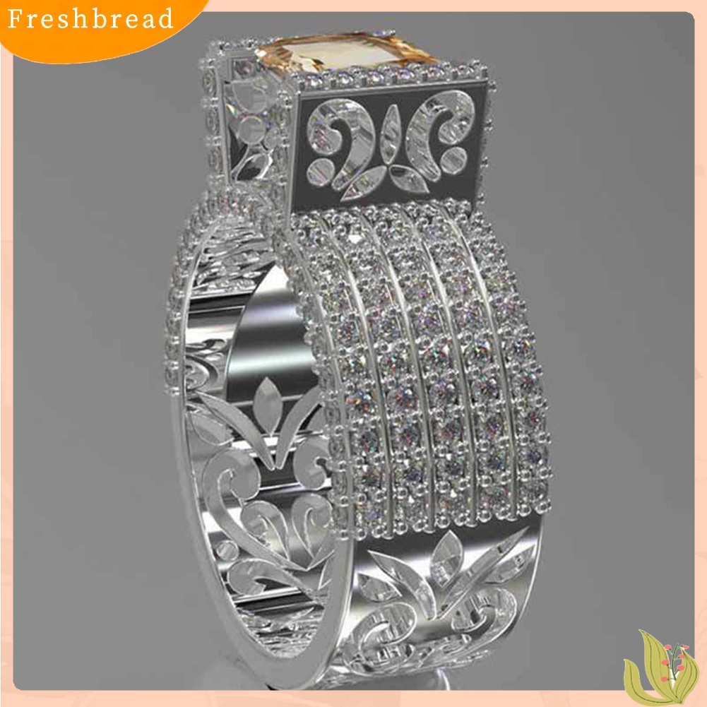 &lt; Freshbread &gt; Fashion Wanita Berongga Kerawang Zirkon Berlian Imitasi Jari Cincin Pengantin Perhiasan Hadiah