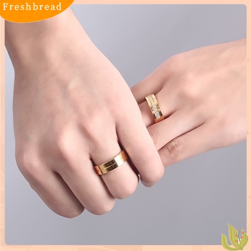 &lt; Freshbread &gt; 1Pc Fashion Titanium Steel Lover Ring Cincin Pasangan Berlapis Emas Untuk Pria Wanita