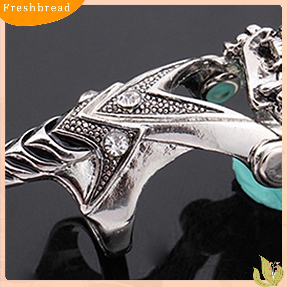 &lt; Freshbread &gt; Fashion Pria Gothic Punk 2steps Skull Joint Knight Finger Cincin Baja Titanium