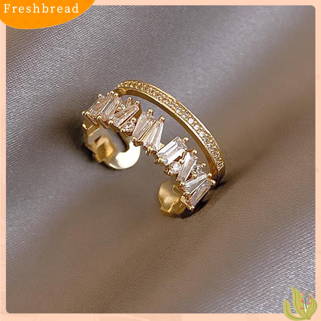 &lt; Freshbread &gt; Double Layer Opening Girl Ring Tembaga Berongga Cincin Jari Lebar Aksesori Perhiasan