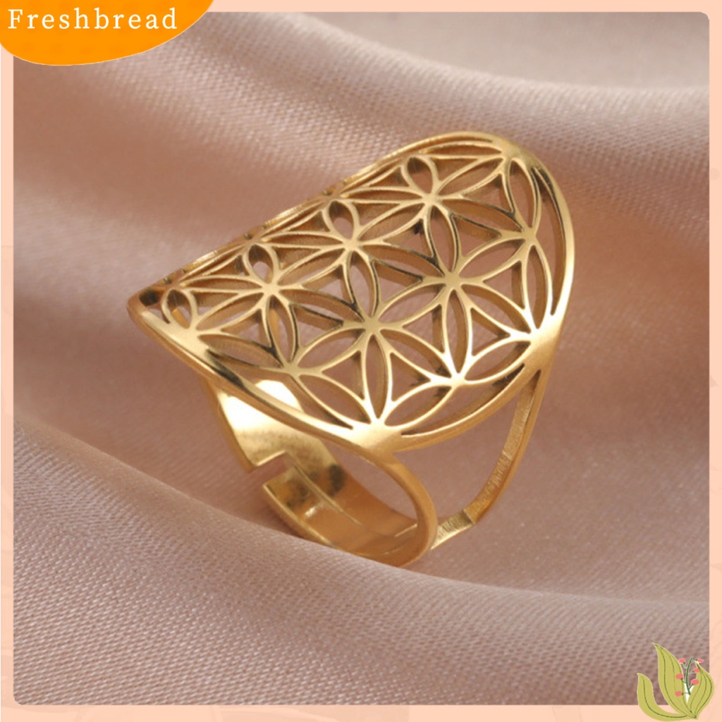 &lt; Freshbread &gt; Indah Trendi Cincin Berongga Keluar Tahan Aus Sederhana Vintage Unisex Cincin Pakaian Sehari-Hari