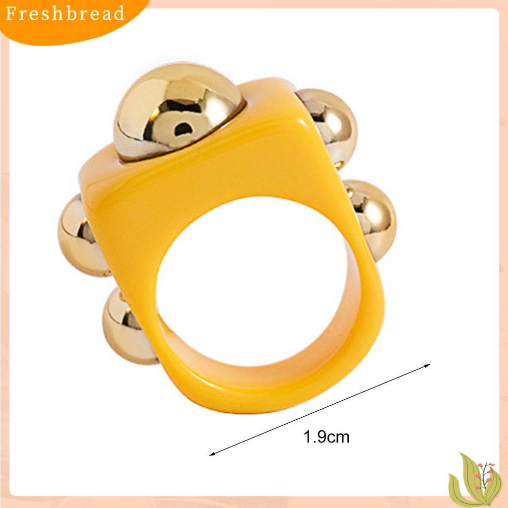 &lt; Freshbread &gt; Cincin Jari Geometris Trendy Wanita Semua Cocok Dengan Cincin Bola Logam Untuk Pesta