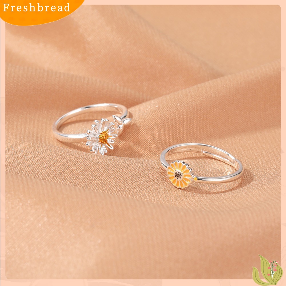 &lt; Freshbread &gt; Wanita Sederhana Marguerite Bentuk Bunga Matahari Pembukaan Adjustable Cincin Perhiasan Decor