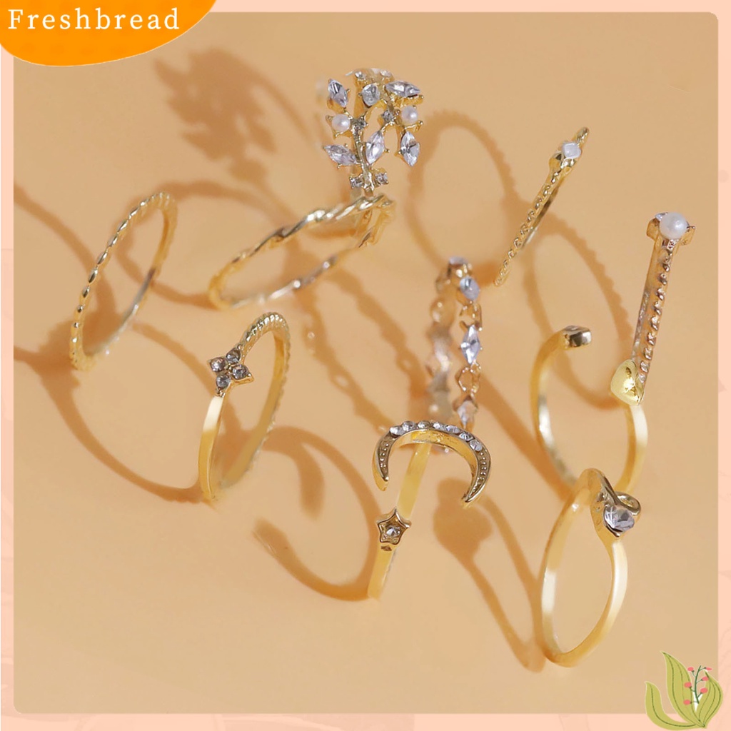 &lt; Freshbread &gt; 10Pcs Cincin Logam Tidak Teratur Paduan Indah Cubic Zirconia Perhiasan Ring Untuk Pakaian Sehari-Hari