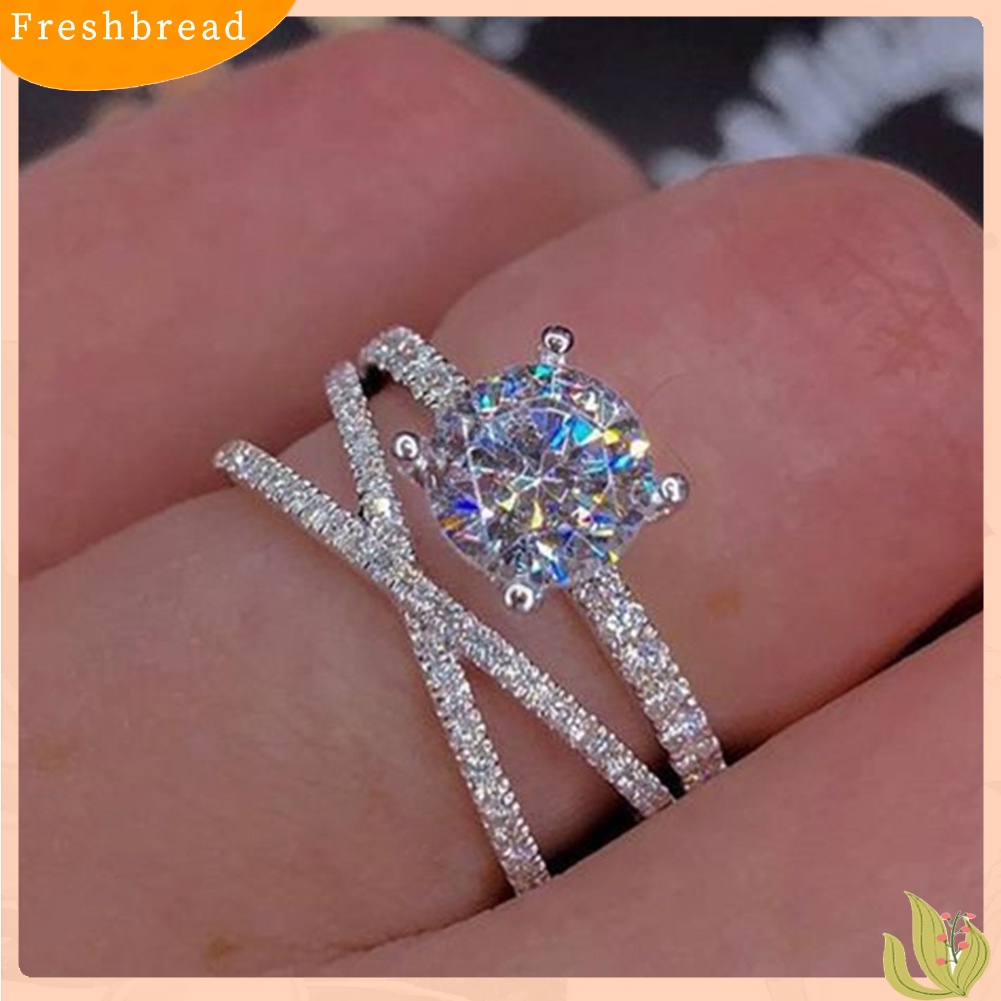 &lt; Freshbread &gt; Glamour Woman Faux Gemstone Pengantin Pernikahan Pertunangan Cross Cincin Jari Perhiasan