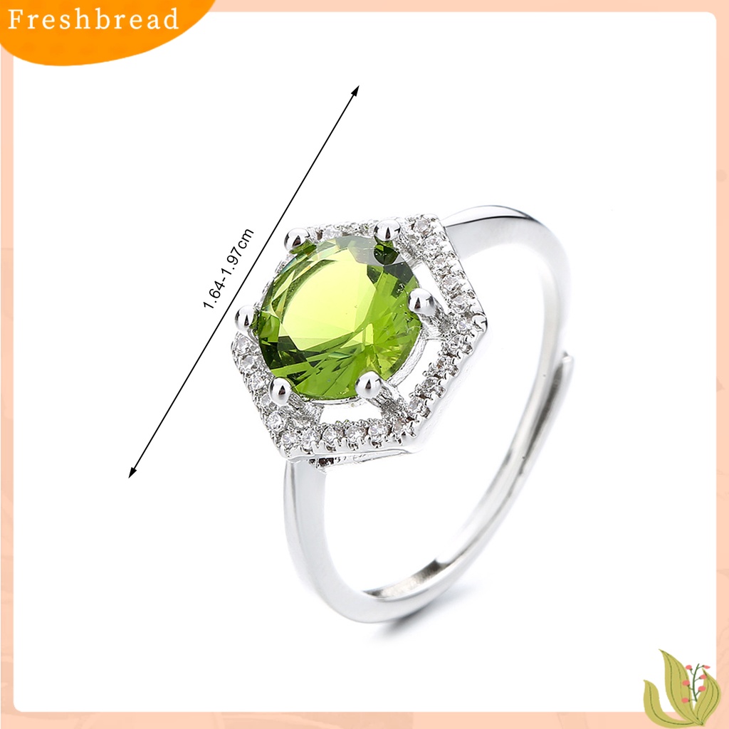 &lt; Freshbread &gt; Wanita Cincin Vintage Hexagonal Berongga Keluar Mengkilap Cubic Zirconia Pembukaan Yang Dapat Disesuaikan Hadiah Hias Faux Gemstone Finger Ring Wedding Band Perhiasan Aksesori