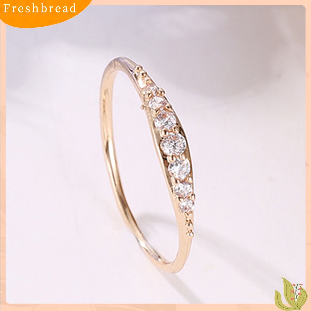 &lt; Freshbread &gt; Wanita Pria Paduan Plating Zirkon Bertatahkan Jari Cincin Pesta Perhiasan Aksesori Hadiah