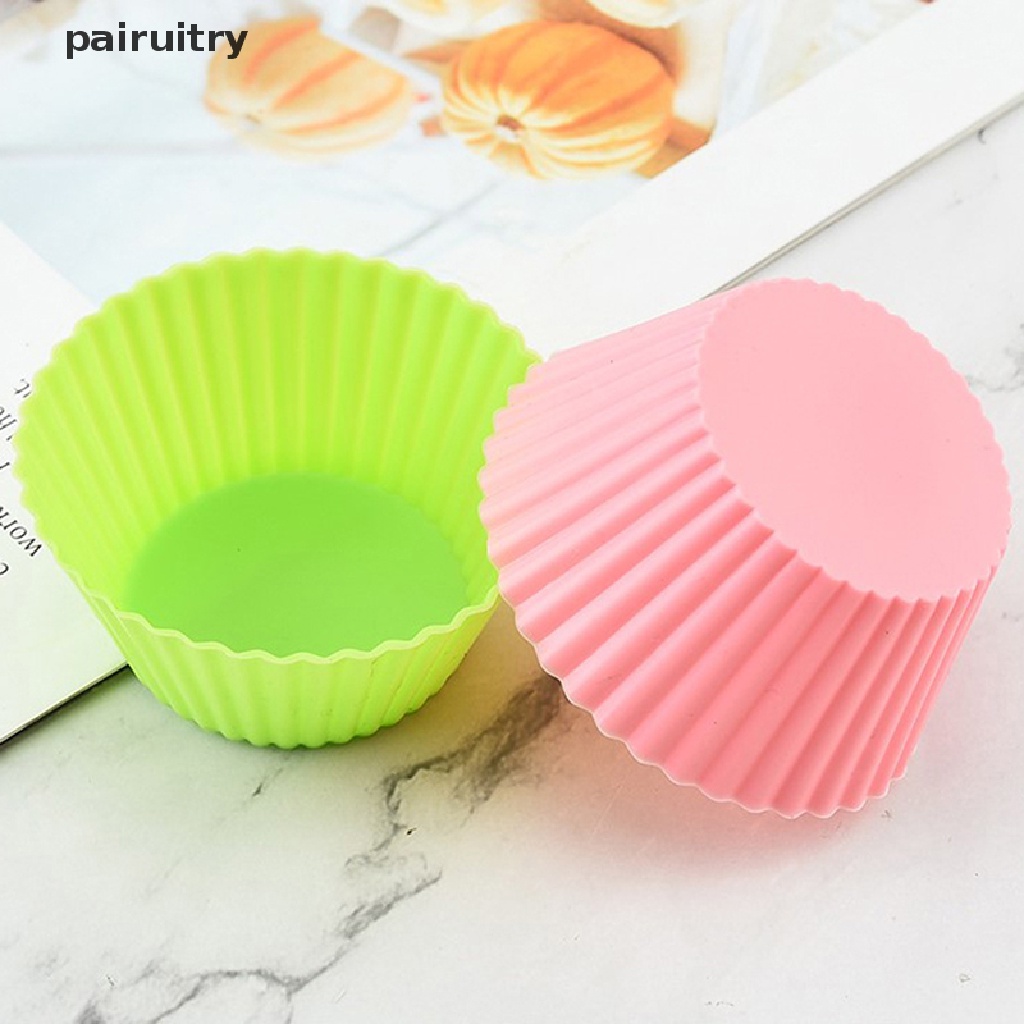 Prt 7pcs/lot Silikon Kue Cup Bulat Berbentuk Muffin Cupcake Baking Cetakan Perlengkapan Masak Dapur Rumah Kue Decorag Tools PRT