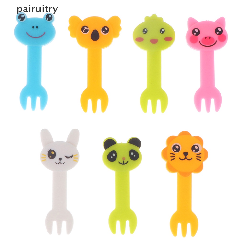 Prt 7per8/10Pcs Kartun Mini Garpu Buah Animal Farm Mini Cartoon Fruit Fork Food Fork PRT