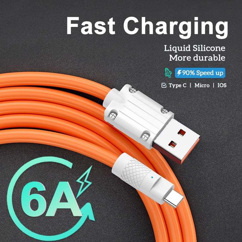 Kabel Pengisian Cepat USB Protection Charge Cable USB to Type C Micro Cable TPE Silicone Kabel Charge Cepat Untuk Xiaomi