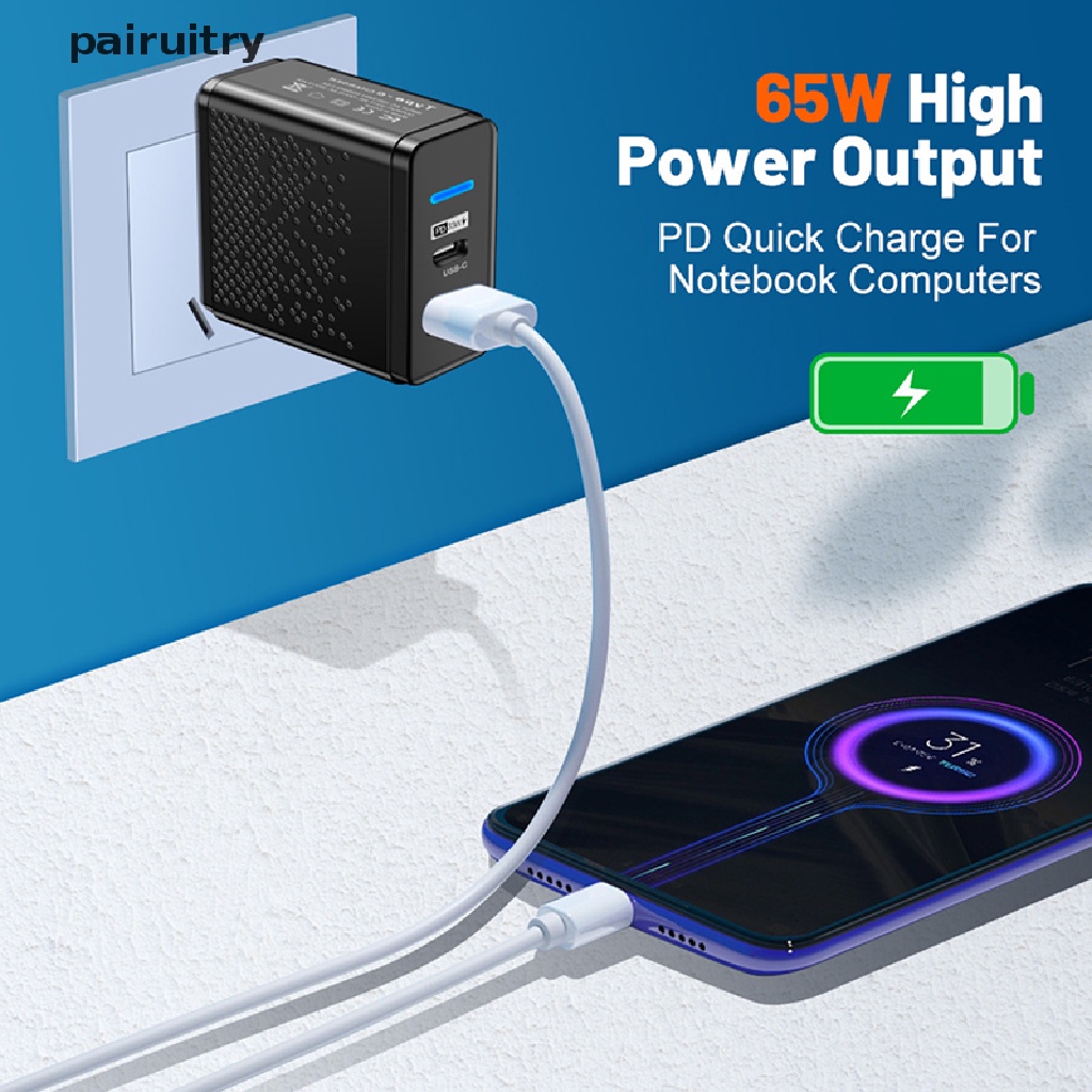 SAMSUNG Prt Fast Charge Charger 65W USB C Charger Untuk iPhone Xiaomi 12samsung Huawei USB Charger Handphone QC 3.0 Adaptor PRT