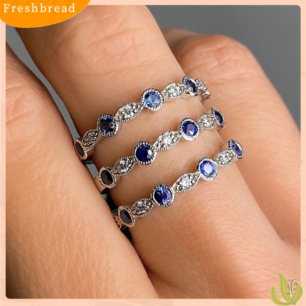 < Freshbread > Pengerjaan Halus Kilau Terang Cincin Jari Tembaga Bersinar Berlian Imitasi Berbentuk Pir Wanita Cincin Perhiasan Aksesoris