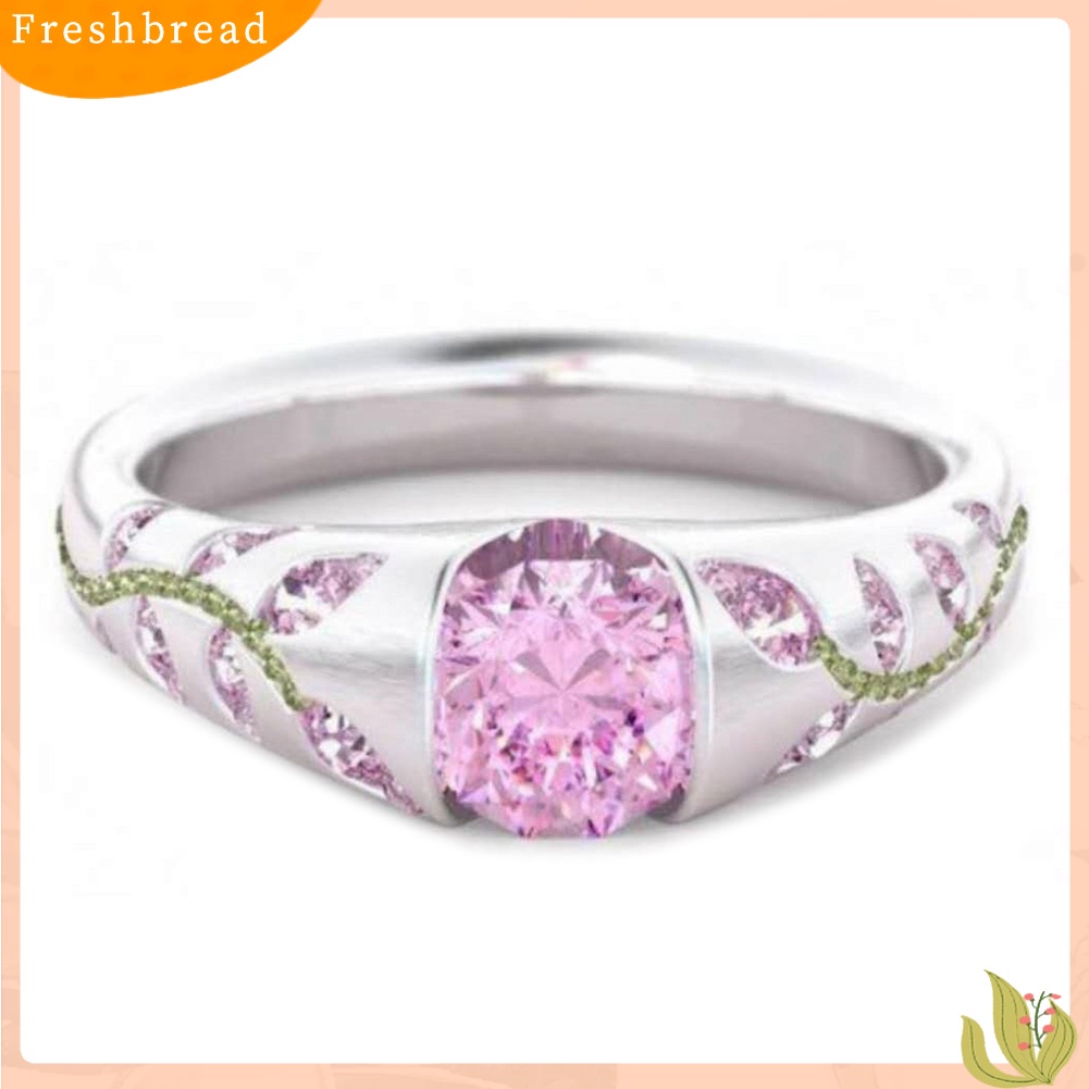 &lt; Freshbread &gt; Wanita Fashion Daun Imitasi Safir Berlian Imitasi Bertatahkan Jari Cincin Club Perhiasan Hadiah