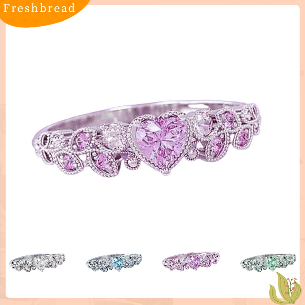 &lt; Freshbread &gt; Cincin Wanita Bentuk Daun Perhiasan Berlian Imitasi Elegan Cincin Indah Untuk Pernikahan