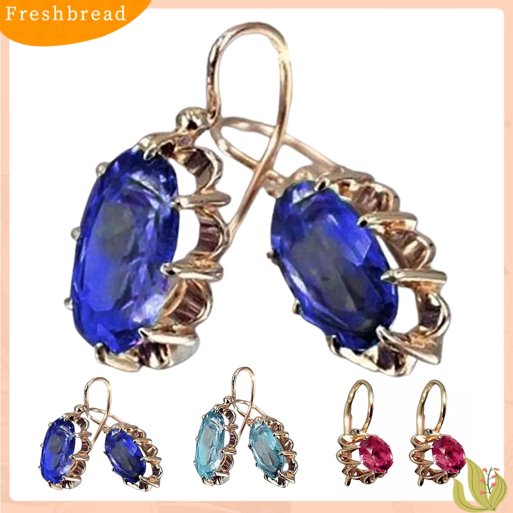 &lt; Freshbread &gt; 1pasang Anting Hoop Shiny Besar Berlian Imitasi Perhiasan Temperamen Tahan Lama Menjuntai Anting Hadiah Ulang Tahun