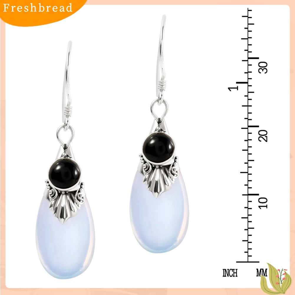 &lt; Freshbread &gt; Wanita Fashion Teardrop Drop Menjuntai Kait Anting Perhiasan Pesta Moonstone Imitasi