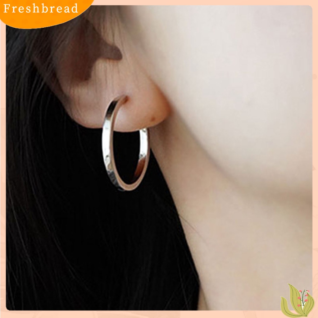 &lt; Freshbread &gt; 1pasang Wanita Anting Hoop Bulat Permukaan Halus Perhiasan Indah Fashion Penampilan Lingkaran Anting-Anting Perhiasan Aksesoris