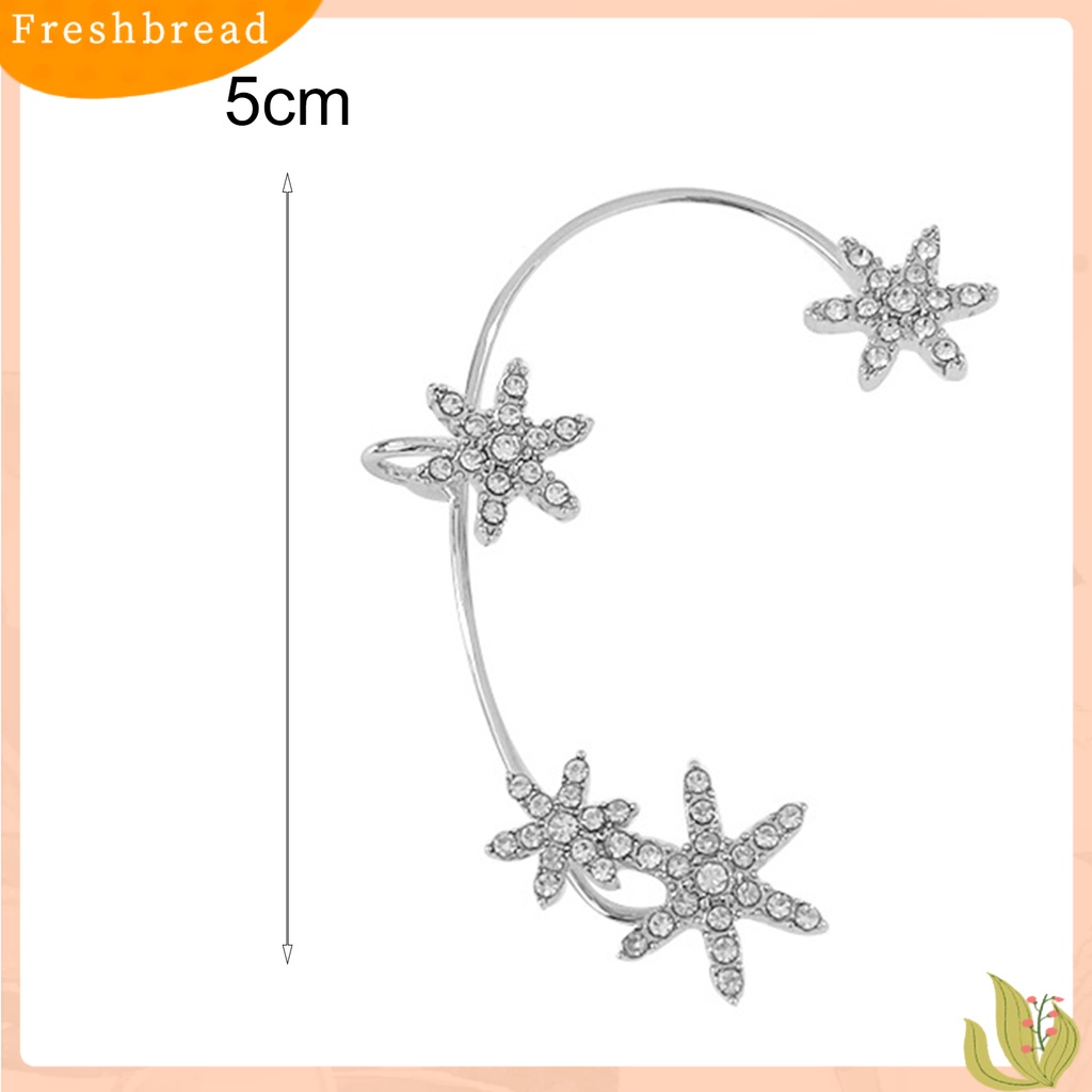 &lt; Freshbread &gt; 1Pc Pembungkus Telinga Anti Karat Hadiah Sempurna Alloy Cincin Telinga Berlian Imitasi Snowflake Halus Untuk Harian