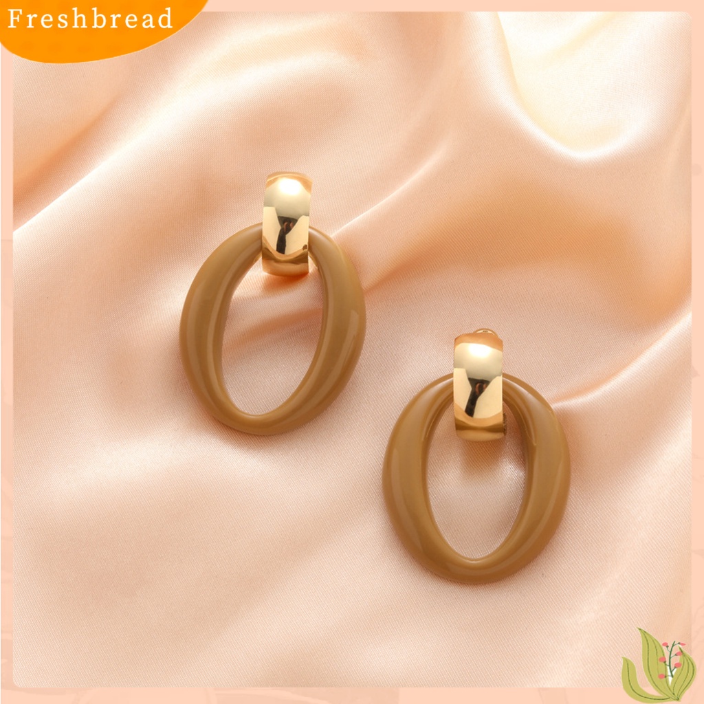 &lt; Freshbread &gt; 1pasang Anting Hoop Retro Berbentuk O Minimalis Hypoallergenic Keren Geometris Anting Lingkaran Akrilik Perhiasan Fashion