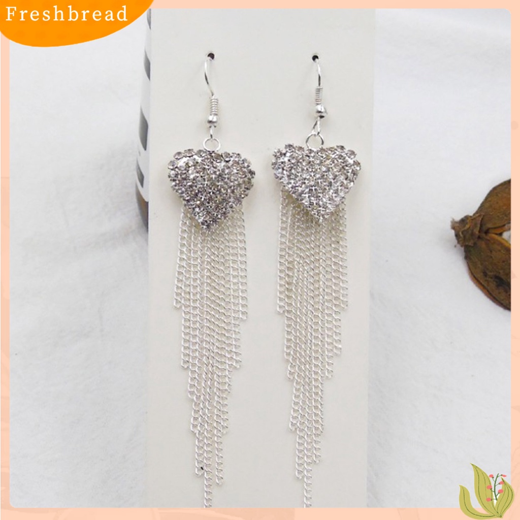 &lt; Freshbread &gt; 1pasang Anting Kait Tindik Hias Alloy Heart Decor Menjuntai Earrings Untuk Kehidupan Sehari-Hari