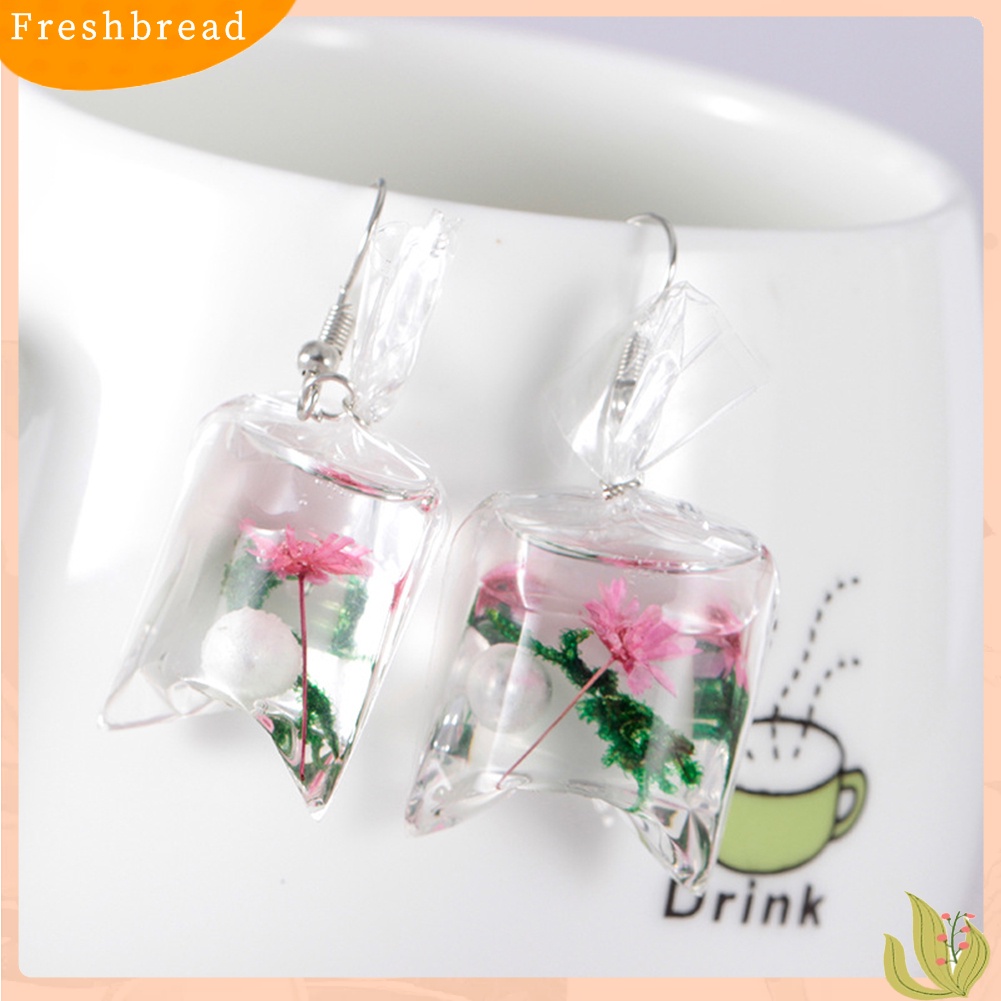 &lt; Freshbread &gt; Lovely Resin Transparan Pack Bintang Laut Bunga Kering Gadis Ear Hook Earrings Decor