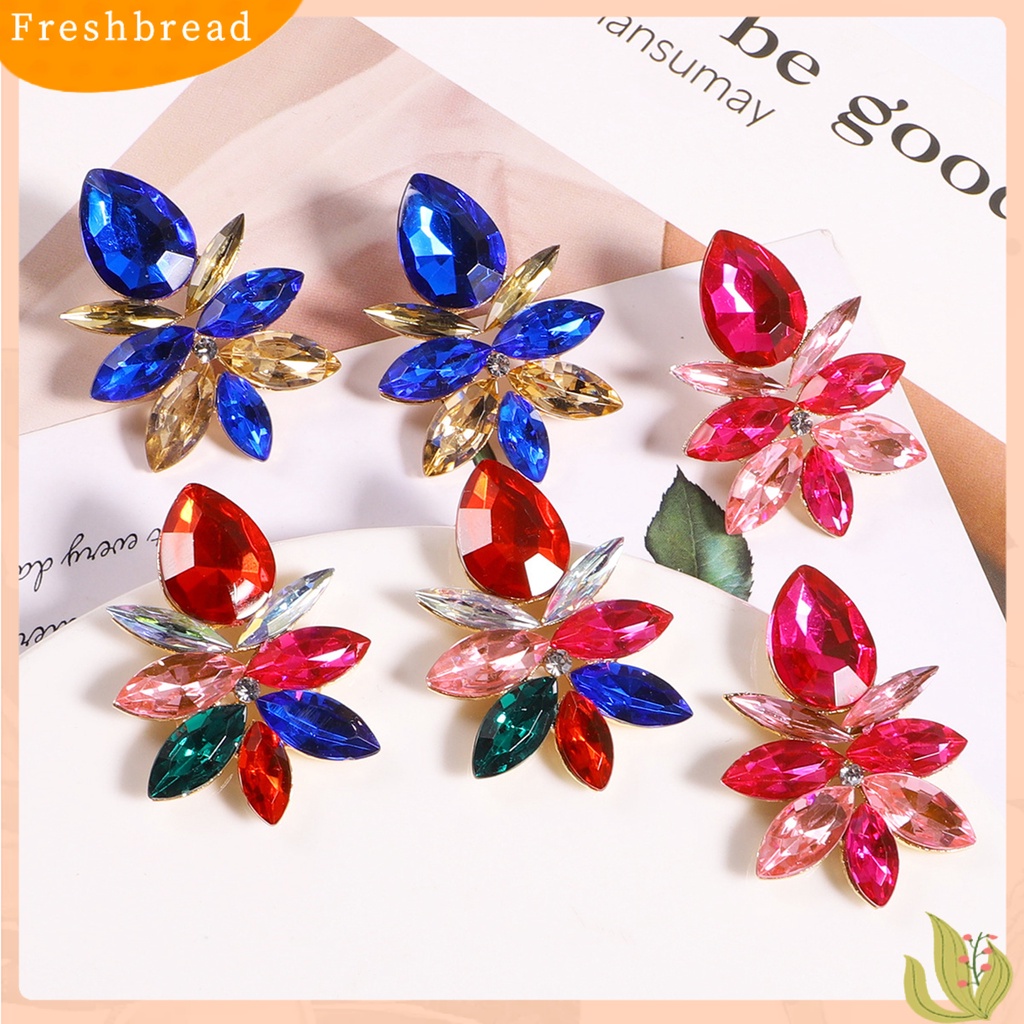 &lt; Freshbread &gt; 1pasang Anting Drop Wanita Indah Tahan Lama Alloy Fashion Mewah Berlian Imitasi Anting Tetesan Air Untuk Pesta