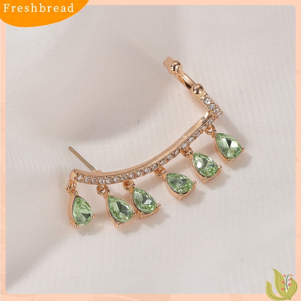 &lt; Freshbread &gt; 1Pc Bersinar Terintegrasi Klip Telinga Tetesan Air Tembaga Cubic Zirconia Ear Stud Klip Perhiasan Pesta