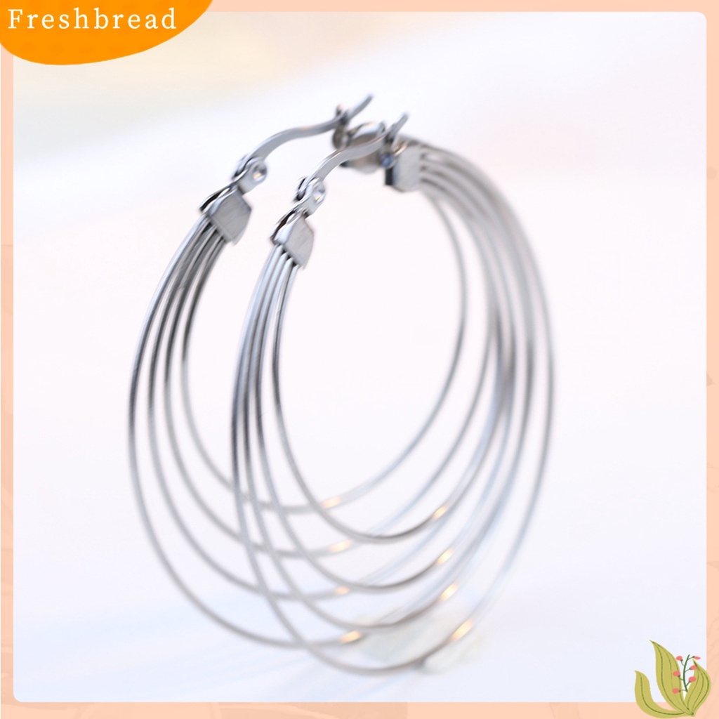 &lt; Freshbread &gt; 1pasang Anting Wanita Berlebihan Gaya Perancis Geometris Mewah Mengkilap Tinggi Dekorasi Warna Emas Lingkaran Besar Hoop Earrings Aksesoris Pakaian