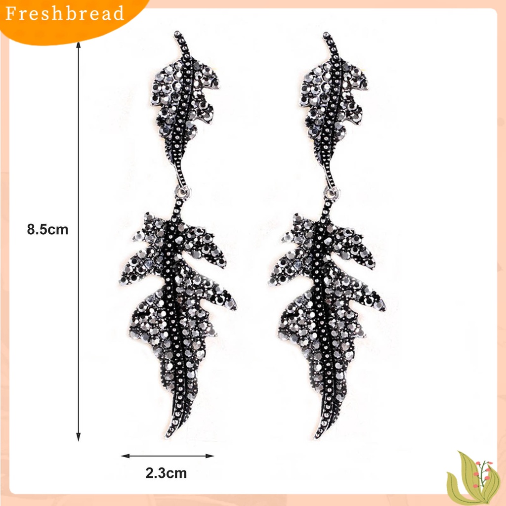 &lt; Freshbread &gt; 1pasang Wanita Drop Anting Bentuk Daun Berlian Imitasi Perhiasan Vintage Berlebihan Menjuntai Anting Hadiah Ulang Tahun