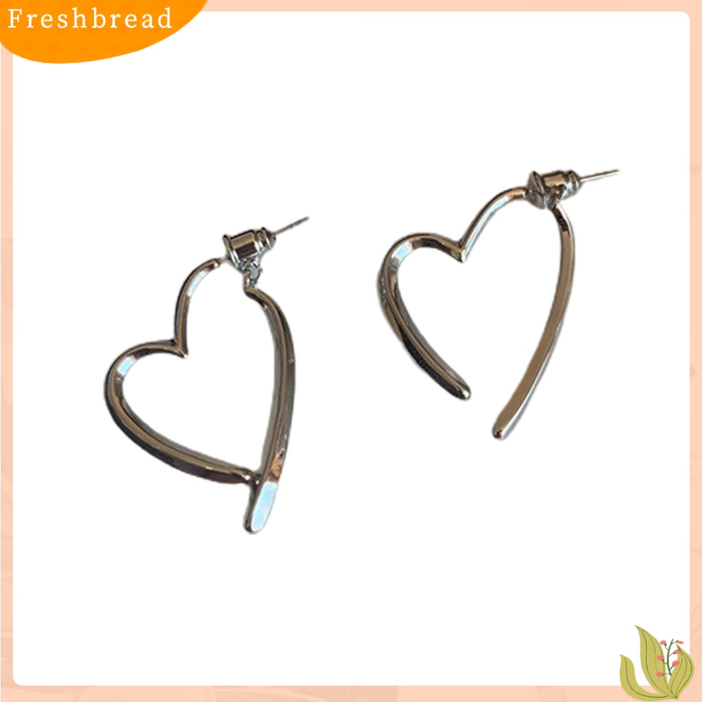 < Freshbread > 1pasang Anting Pejantan Dipoles Electroplating Minimalis Gaya Perancis Cinta Hati Wanita Menjuntai Anting Perhiasan Fashion