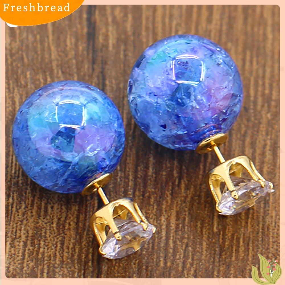 &lt; Freshbread &gt; Wanita Fashion Manik-Manik Mutiara Imitasi Berlian Imitasi Bentuk Bola Ear Studs Earrings Jewelry