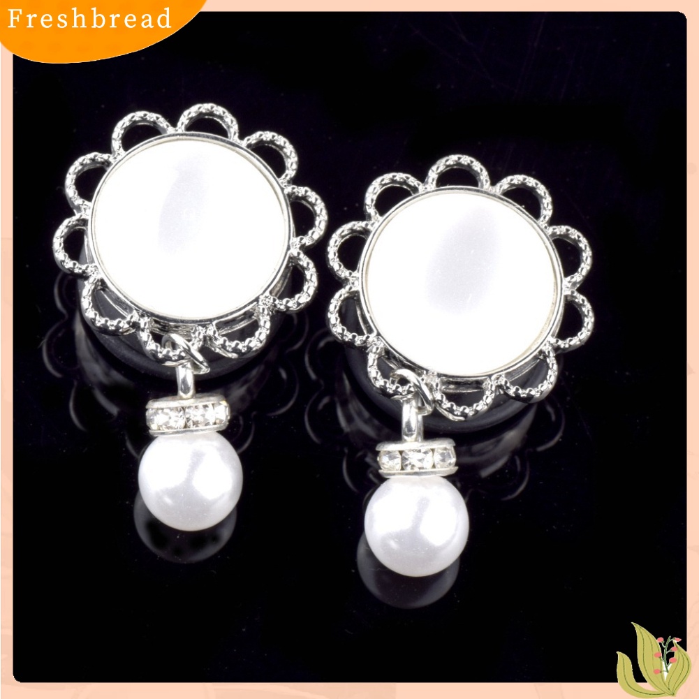 &lt; Freshbread &gt; 1Pc Lady Bunga Mutiara Imitasi Menjuntai Telinga Terowongan Expander Plug Piercing Perhiasan Hadiah