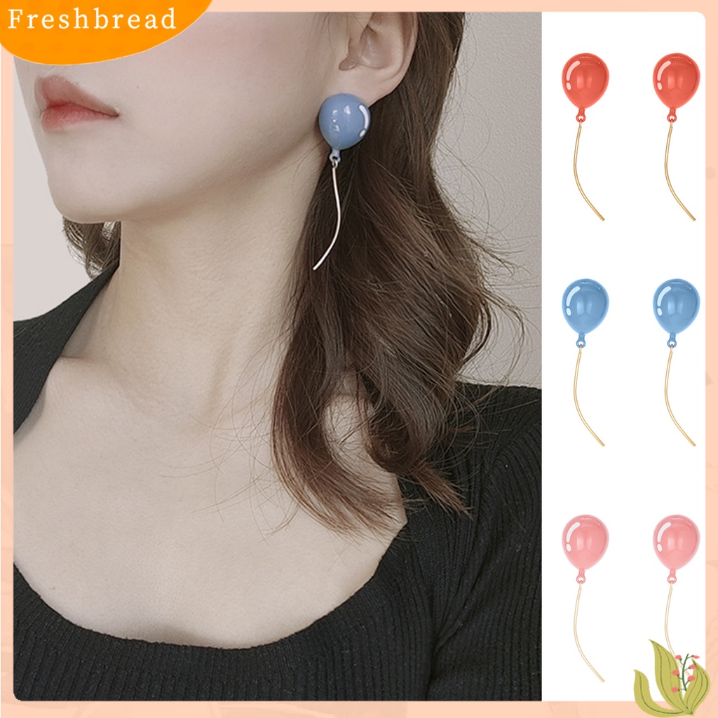 &lt; Freshbread &gt; Anting Wanita Bentuk Balon Rumbai Lucu Dicat Geometris Menjuntai Earrings Untuk Pakaian Sehari-Hari