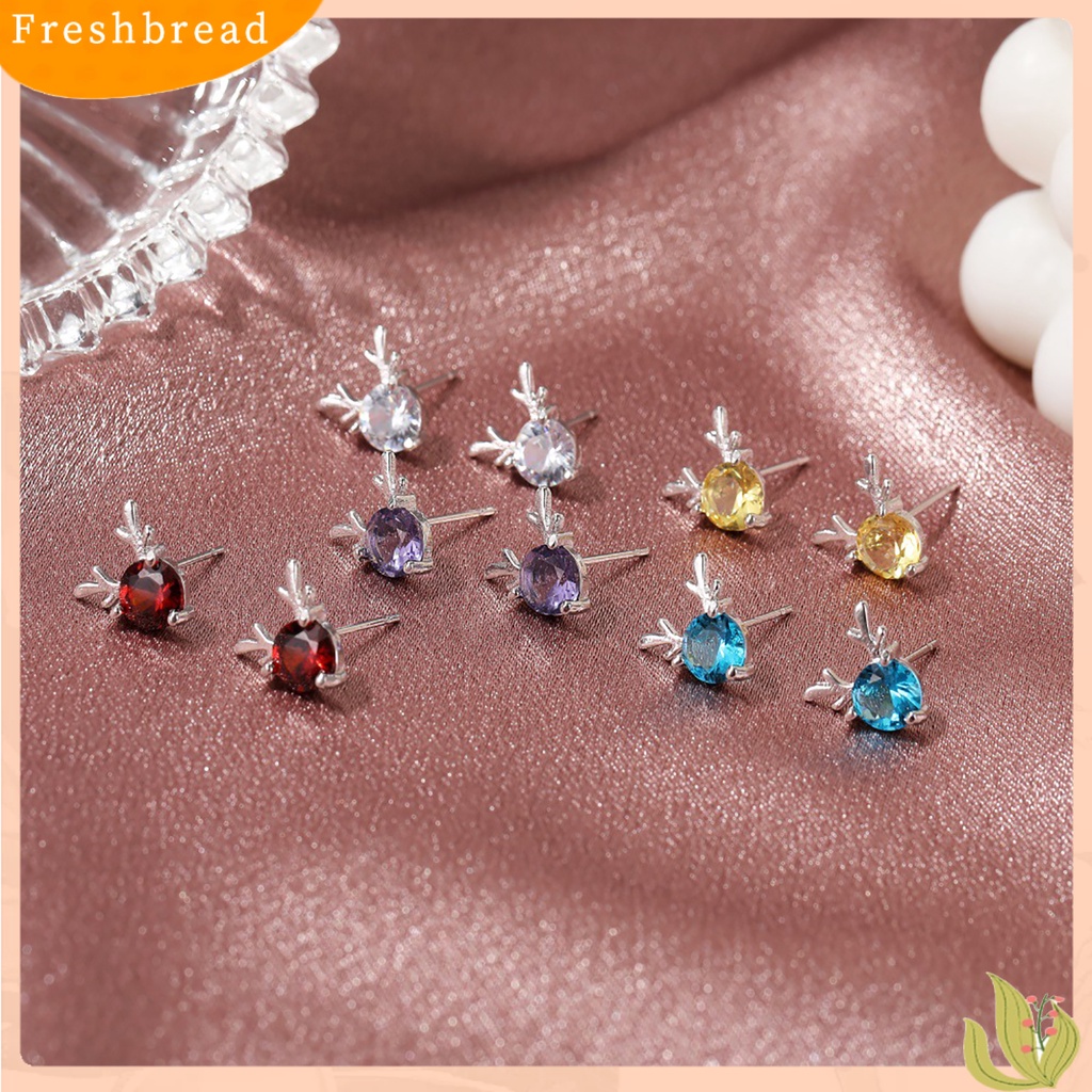 &lt; Freshbread &gt; Fashion Wanita Tanduk Berbentuk Stud Anting Perhiasan Hadiah Dekorasi Natal