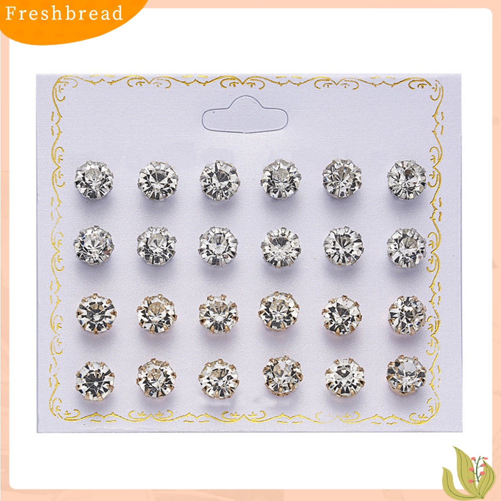 &lt; Freshbread &gt; 12pasang Fashion Wanita Zirkon Berlian Imitasi Hias Mutiara Imitasi Stud Earrings Jewelry