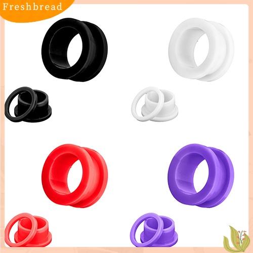 &lt; Freshbread &gt; 1pasang Katrol Desain Berongga Besar Flare Earring Ear Gauges Ring Soft Plugs Tunnels